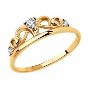 Кольцо Diamant online, золото, 585 проба, фианит, размер 17.5