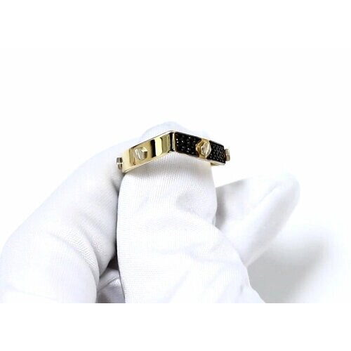 Кольцо Diamant online, золото, 585 проба, фианит, размер 18, черный