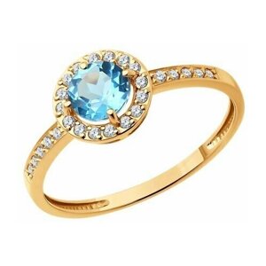 Кольцо Diamant online, золото, 585 проба, фианит, топаз, размер 18