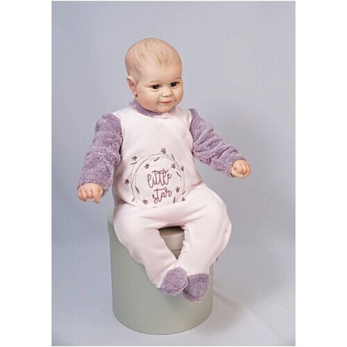 Комбинезон flexi махровый комбинезон для новорожденного, закрытая стопа, размер 56, фиолетовый, розовый