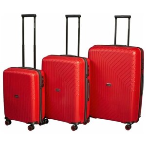 Комплект чемоданов L'case Madrid, 3 шт., 125 л, размер S/M/L, красный