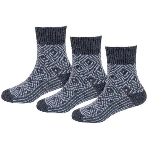 Комплект из 3 пар детских теплых носков RuSocks (Орудьевский трикотаж) темно-серые, рис. 2, размер 13-14
