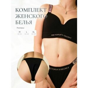 Комплект нижнего белья Victoria's Secret, размер 38C/XL, черный