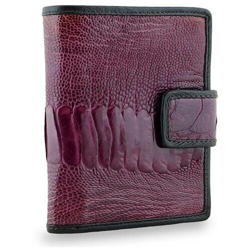Кошелек Exotic Leather, натуральная кожа, с хлястиком на кнопке, 2 отделения для банкнот, отделения для карт и монет, подарочная упаковка, фиолетовый