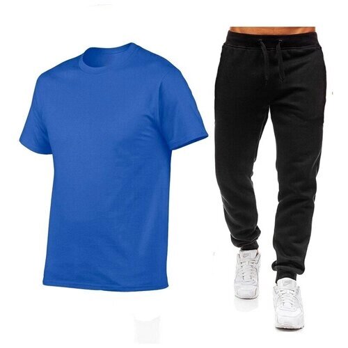 Костюм , футболка и брюки, спортивный стиль, размер 56, голубой