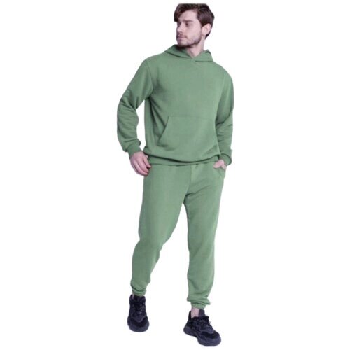 Костюм , худи и брюки, свободный силуэт, размер 54, зеленый