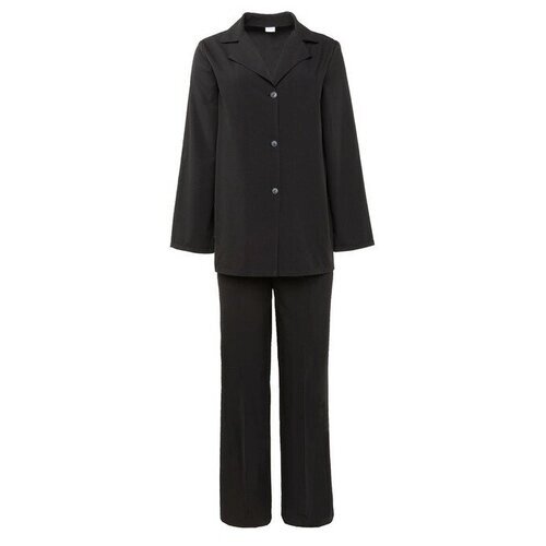Костюм Minaku, жакет и брюки, праздничный стиль, свободный силуэт, размер 46, черный