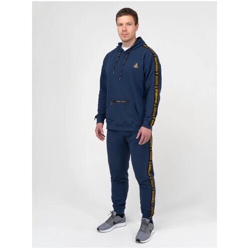 Костюм Великоросс, олимпийка, худи и брюки, силуэт прямой, размер 54, синий