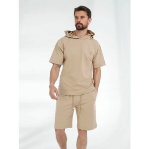Костюм VITACCI, футболка и шорты, силуэт свободный, размер 48/50, бежевый