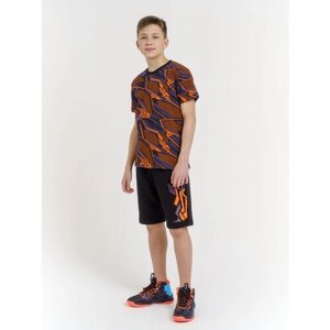 KRUTTO Спортивный костюм для мальчика с шортами подростковый оранжевый (р. 134)