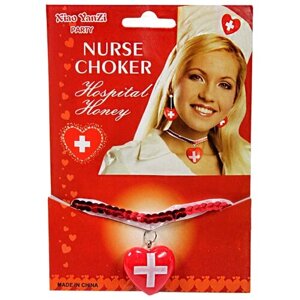Кулон медсестры сердце на ленточке карнавальный аксессуар на шею