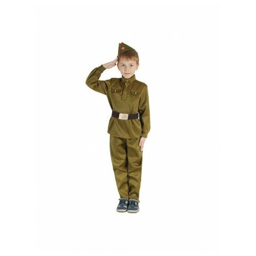 Маскарадный костюм военного для мальчика с пилоткой, ремень рост 120-130 1267936