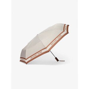 Мини-зонт MICHAEL KORS, полуавтомат, 2 сложения, чехол в комплекте, для женщин, бежевый, коричневый