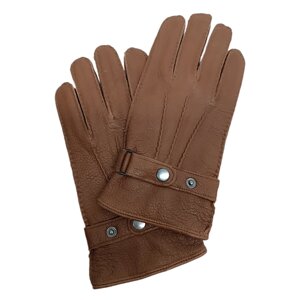 Мужские перчатки из натуральной кожи с подкладкой из шерсти 10 коричневые