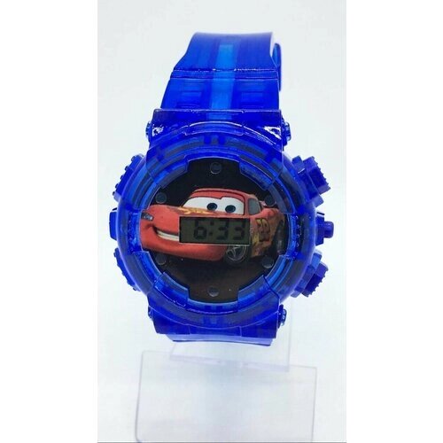Наручные часы корпус пластик, ремешок резина, бесшумный механизм, синий