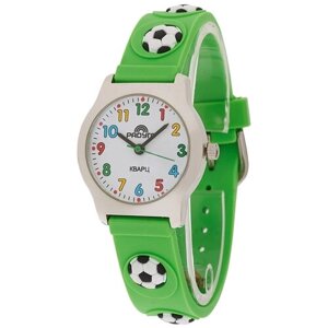 Наручные часы Радуга, кварцевые, корпус латунь, ремешок пластик, зеленый