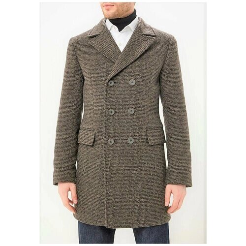 Пальто Berkytt зимнее, шерсть, силуэт прилегающий, средней длины, внутренний карман, двубортное, размер 54/176, коричневый