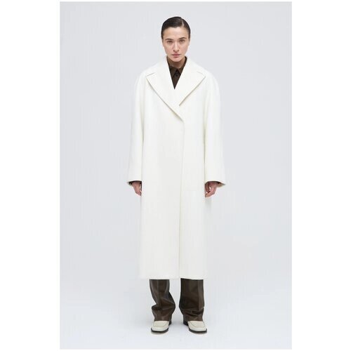 Пальто-халат prav. da демисезонное, шерсть, силуэт свободный, удлиненное, размер S, белый