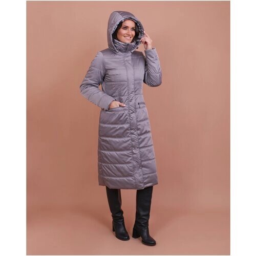 Пальто J-Splash зимнее, силуэт полуприлегающий, средней длины, размер 56, серый