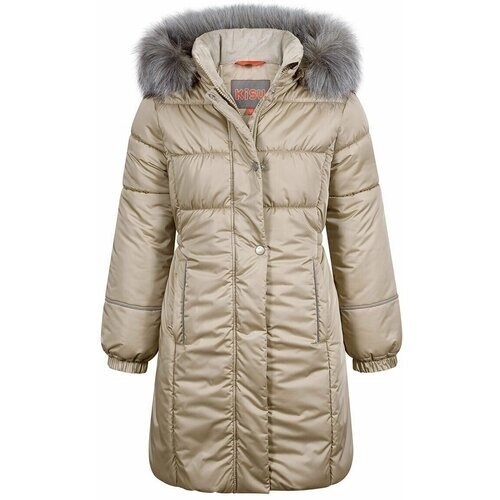 Пальто KISU, зимнее, светоотражающие элементы, водонепроницаемое, мембрана, размер 116, бежевый