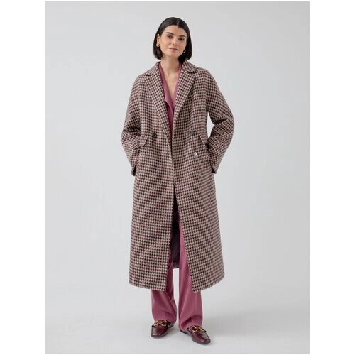 Пальто-кокон Pompa демисезонное, шерсть, силуэт прямой, удлиненное, размер 48/170, мультиколор