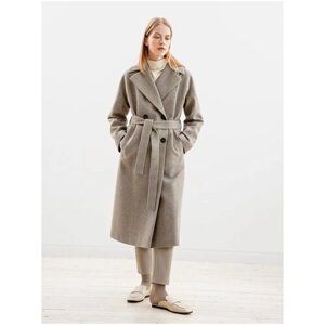Пальто-кокон Pompa демисезонное, шерсть, силуэт прямой, удлиненное, размер 50/170, бежевый