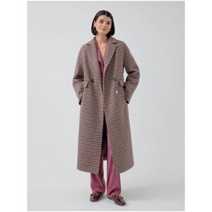 Пальто-кокон Pompa демисезонное, шерсть, силуэт прямой, удлиненное, размер 50/170, мультиколор