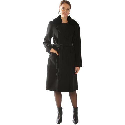 Пальто-пиджак демисезонное, демисезон/зима, шерсть, силуэт прямой, удлиненное, размер 54/170, черный