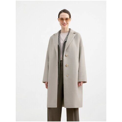 Пальто-пиджак Pompa демисезонное, шерсть, силуэт прямой, средней длины, размер 50/170, серый
