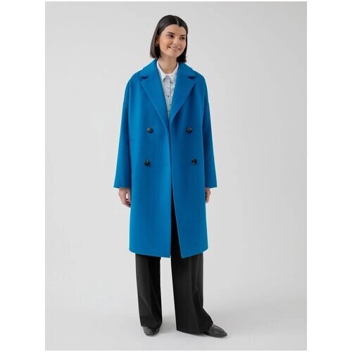 Пальто Pompa демисезонное, шерсть, силуэт прямой, удлиненное, размер 42/170, синий