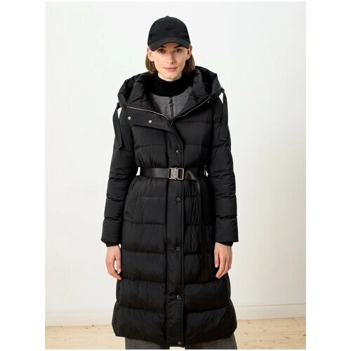 Пальто Pompa зимнее, силуэт трапеция, удлиненное, размер 50/170, черный