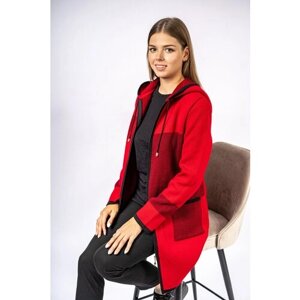 Пальто женское вязаное с капюшоном ANRI knitwear с карманами на молнии Ж0558 из шерсти 58р.