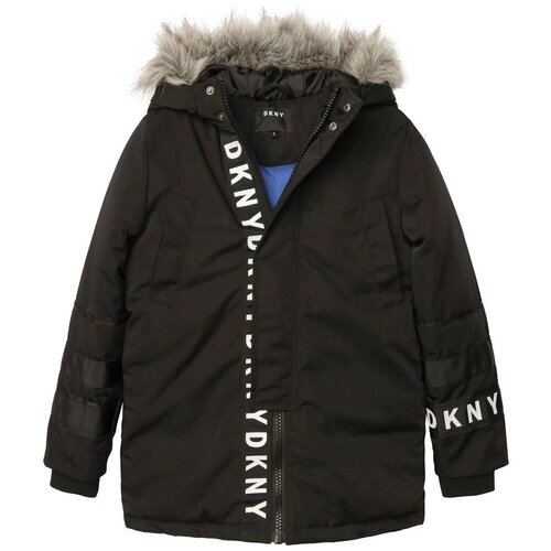 Парка DKNY демисезонная, капюшон, размер 116, черный