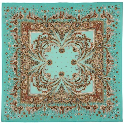 Павловопосадские платки/ Шелковый платок (крепдешин),1603 Коралловый бриз, вид 11, мультиколор