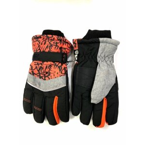 Перчатки Yo! зимние с подкладкой из флиса, мембранные, размер 16, серый, черный