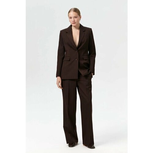 Пиджак FASHION REBELS, средней длины, силуэт полуприлегающий, размер S, коричневый