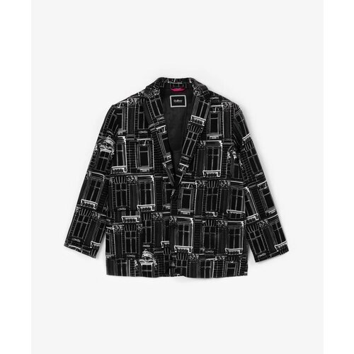 Пиджак хлопковый черный Gulliver, для мальчиков, размер 134, мод 123GPBC4801