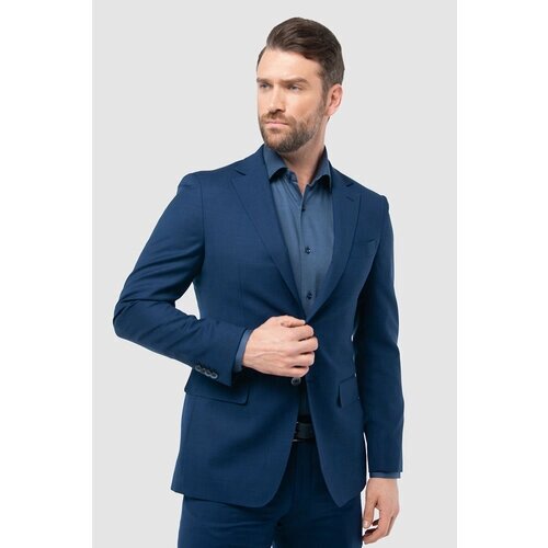 Пиджак KANZLER, силуэт полуприлегающий, однобортный, размер 54, синий
