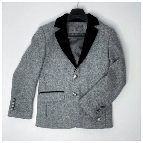 Пиджак playToday, карманы, однобортный, размер 134, серый