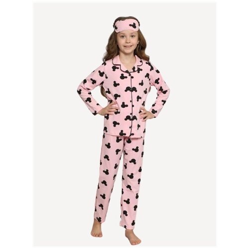 Пижама детская для девочки ПижаМасс, розовая с Микки Маусом, размер 122