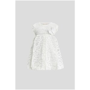 Платье-боди Choupette, хлопок, нарядное, флористический принт, застежка под подгузник, размер 74, экрю, белый