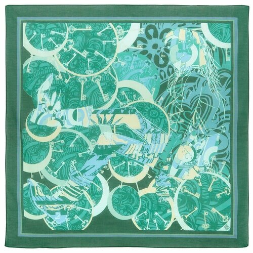 Платок Павловопосадская платочная мануфактура,71х71 см, зеленый