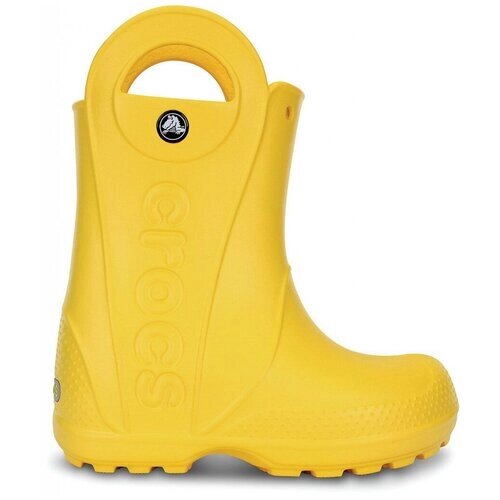 Сапоги резиновые Crocs Handle It Rain Boot, демисезон/лето, протекторная подошва, размер J2 (33-34EU), желтый