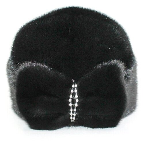 Шапка шлем Бант норковый зимняя, подкладка, размер 55, черный
