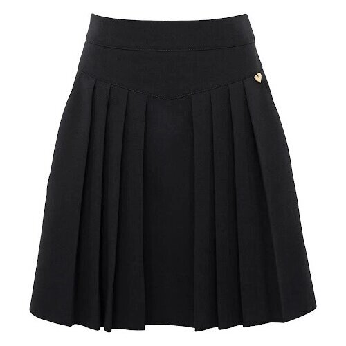 Школьная юбка-полусолнце SLY, с поясом на резинке, мини, размер 134, черный