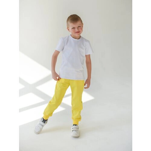 Школьные брюки джоггеры Rostik, повседневный стиль, карманы, размер 152, желтый