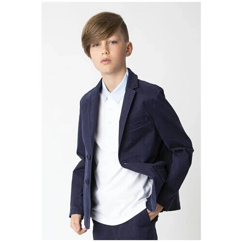 Школьный пиджак Gulliver, карманы, размер 134, синий