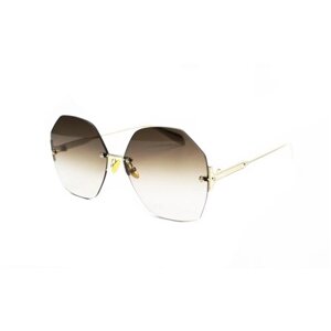 Солнцезащитные очки Alexander McQueen, шестиугольные, оправа: металл, для женщин, золотой