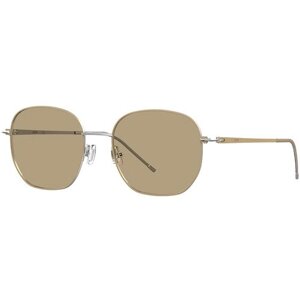 Солнцезащитные очки BOSS, круглые, оправа: металл, коричневый