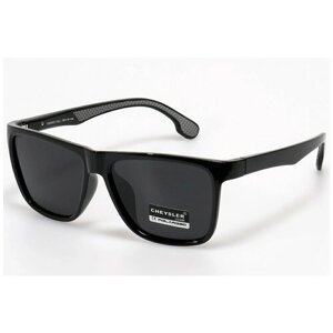 Солнцезащитные очки CHEYSLER, вайфареры, оправа: пластик, поляризационные, с защитой от УФ, черный